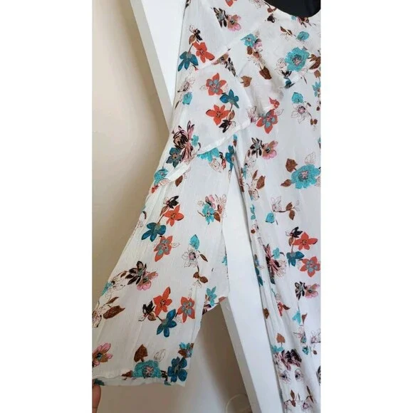 Stevie Hender Floral Dress Sz Medium Ruffled Bell Sleeve Knee Length Lagenlook - Picture 8 of 9